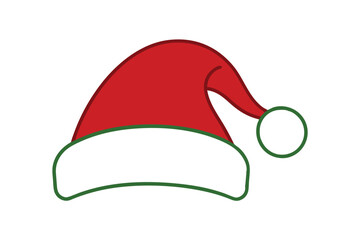 line art Christmas Santa Claus hat vector illustration in white background