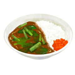 ほうれん草カレー　カレーライスのイラスト