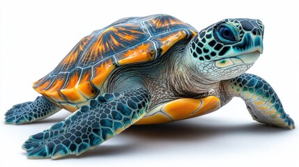 Fototapeta premium Clipart of a realistic turtle with detailed shell patterns and textures