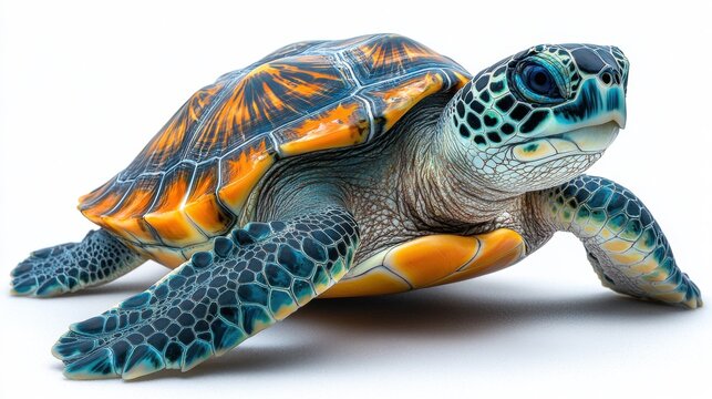 Clipart of a realistic turtle with detailed shell patterns and textures