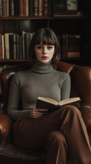 woman reading a book