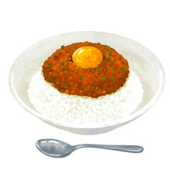 キーマカレー　カレーライスのイラスト
