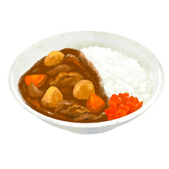 ポークカレー　カレー　カレーライスのイラスト
