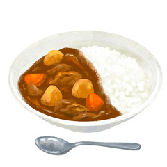 ポークカレー　カレー　カレーライスのイラスト