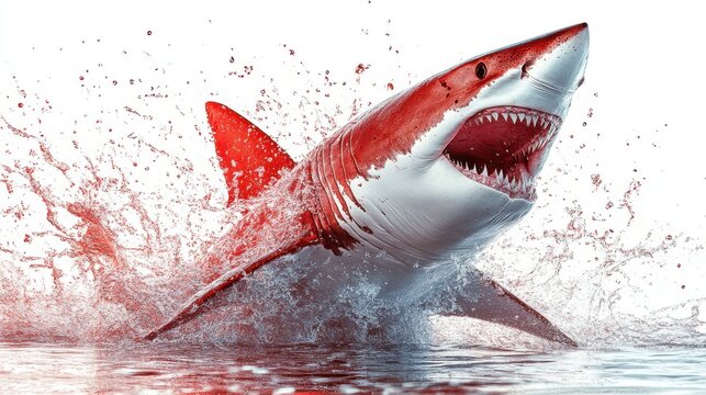 Clipart of a shark&acirc;&euro;&trade;s fin emerging from the water with a sense of danger and urgency