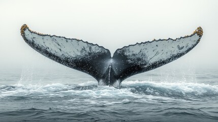 Fototapeta premium Clipart of a whale tail emerging from the water