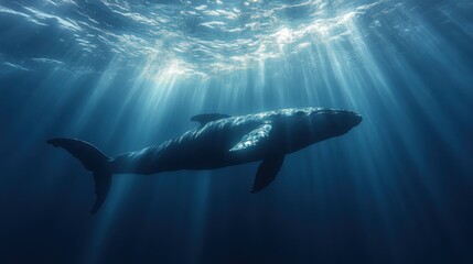 Fototapeta premium Clipart of a whaleâ€™s silhouette underwater