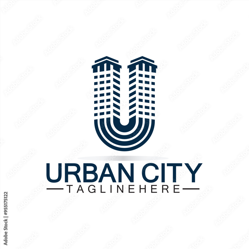 Wall mural Letter U Urban Building Logo Vector Design. Urban icon, city tower, property