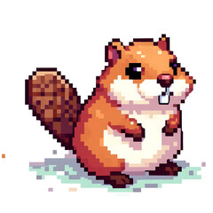 Fototapeta premium 비버, 픽셀아트 (Beaver, Pixel Art)