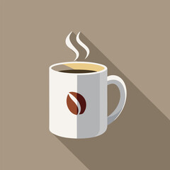 Illustrate a simple ceramic coffee mug with a smooth, matte finish. The mug is white with a minimalist design