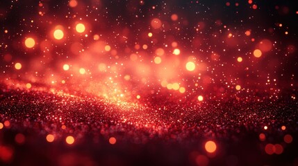 Abstract red glitter and a festive glow, Christmas theme concept.