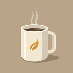 Illustrate a simple ceramic coffee mug with a smooth, matte finish. The mug is white with a minimalist design