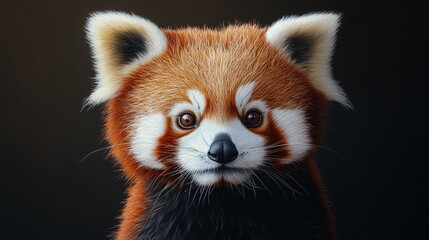 Enchanting portrait of a curious red panda, its fluffy fur and endearing expression evoking a sense of whimsy and charm