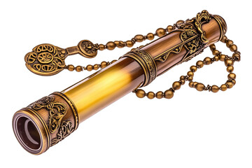 Obraz premium A beautifully crafted vintage telescope featuring intricate designs and a warm golden hue, perfect for adventurers and collectors.