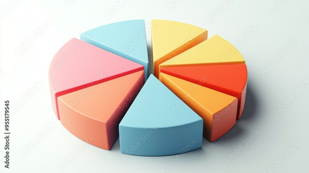 Poster A rotating 3D pie chart with distinct segments and vibrant colors, displayed against a clean white background to highlight the chart's dynamic nature.