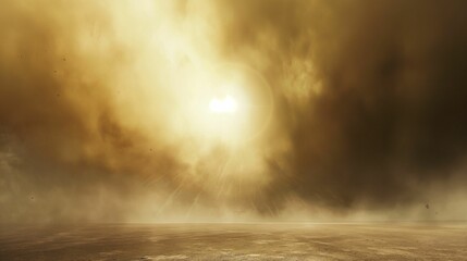 Fototapeta premium Dramatic desert storm with golden sand and dark clouds.