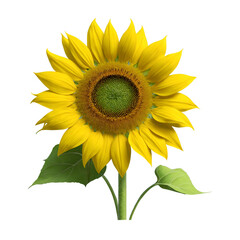 Obraz premium Vibrant Sunflower with Bright Yellow Petals Isolated on Transparent Background.