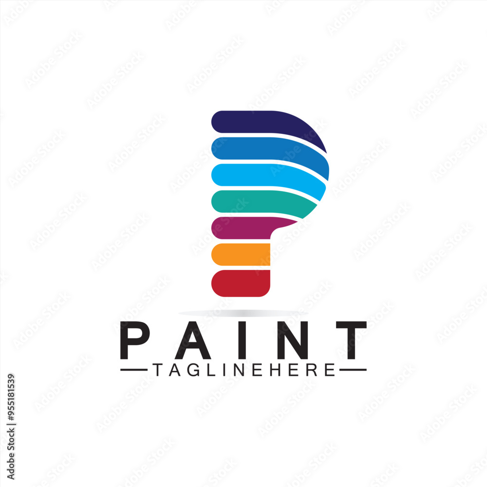 Canvas Prints Letter P with brush icon for paint logo concept vector template.