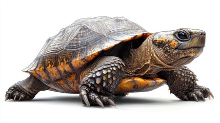 Obraz premium Illustrative clipart of a snapping turtle with a fierce expression and detailed claws