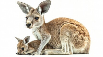 Fototapeta premium Illustrative image of a kangaroo holding her baby joey in the pouch