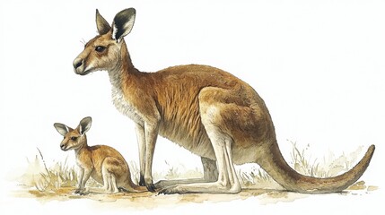 Illustrative image of a kangaroo with a joey in its pouch