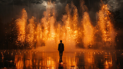 Fototapeta premium An unforgettable entertainment star held a wonderful performance in the town of Jiangxian County,