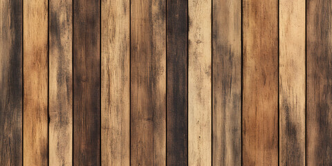 Fototapeta premium Seamless rustic oak or redwood planks background texture. Tileable stained brown hardwood wood floor, wall, deck or crate repeat pattern. Vintage old weathered wooden wallpaper backdrop. 3D rendering.