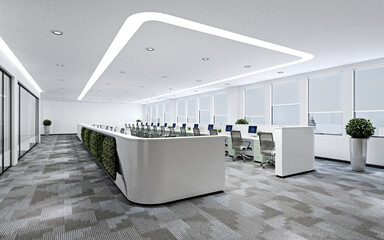3d render modern working office interior