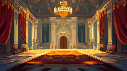 Obraz premium Palace interior background castle hall. Castle. Illustration