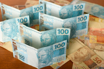 Brazilian money bills, financial market concept