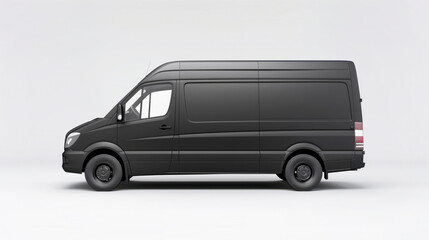 Black Van Isolated on White Background