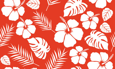 Hibiscus flowers seamless floral pattern