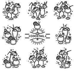 Cocktail elements set. Collection icon cocktail. Vector 