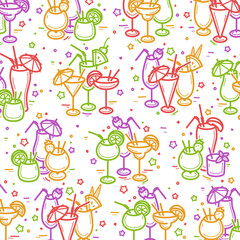 Cocktail pattern background. Collection icon cocktail. Vector