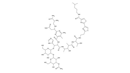Obraz premium bleomycin molecule, structural chemical formula, ball-and-stick model, isolated image antineoplastic agents