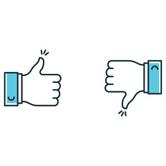 Positive Negative Thumbs Up Down Vector icons, Gesture, Hand, Like, Dislike, Agree, Disagree, Vote,