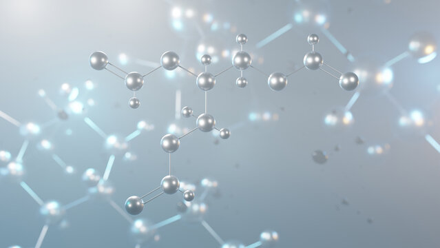 triglyceride molecular structure, 3d model molecule, triformin, structural chemical formula view from a microscope