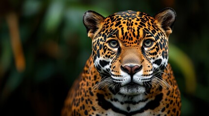 Obraz premium Photo of jaguar, its spotted coat and intense expression radiating a sense of primal mystery