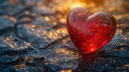 Fototapeta premium hearts and stones, 3d, romantic, red, illustration, wallpaper, background