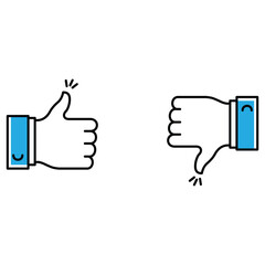Thumbs Up Down Approval Gesture Vector Icon Design with Editable Stroke