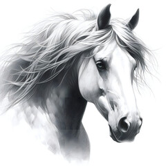 Obraz premium 흰 배경, 말, 펜슬 드로잉 (White background, horse, pencil drawing)