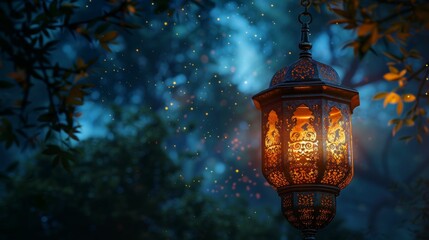Illuminating Beauty. Traditional Arabic lantern casting a warm glow