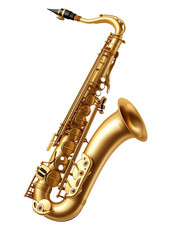 golden saxophone isolated on transparent background