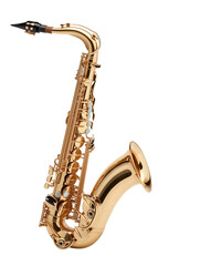 Fototapeta premium golden saxophone isolated on transparent background