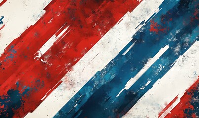 Abstract Painting with Diagonal Stripes in Red, White, and Blue. AI generated illustration