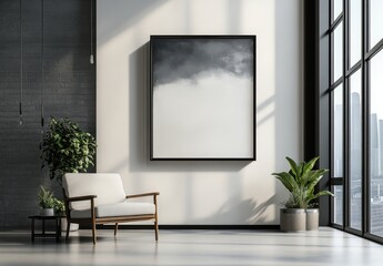 Elegant Home Decor Highlighting a painting Frame Adorned with Minimalism background, Graphic Resources, Wallpapers, Brochure, Advertising,