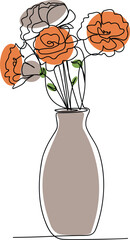 One line art of flower vase. Vector hand drawn illustration of flower vase. Minimalistic design concept.