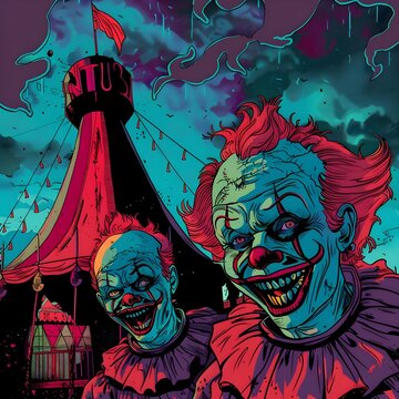 NOIR CLOWNS FLUO CARTOON