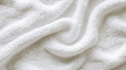 White Plush Towel Texture, Close-Up Shot, Top View. AI generated illustration