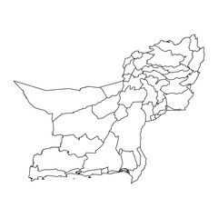 Balochistan map with districts. Vector illustration.